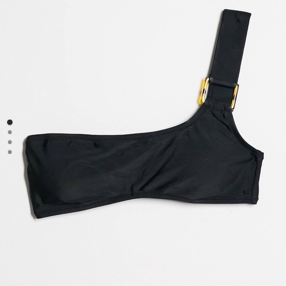 CANDYPANTS one shoulder ring bikini top black size 6 - Picture 1 of 8